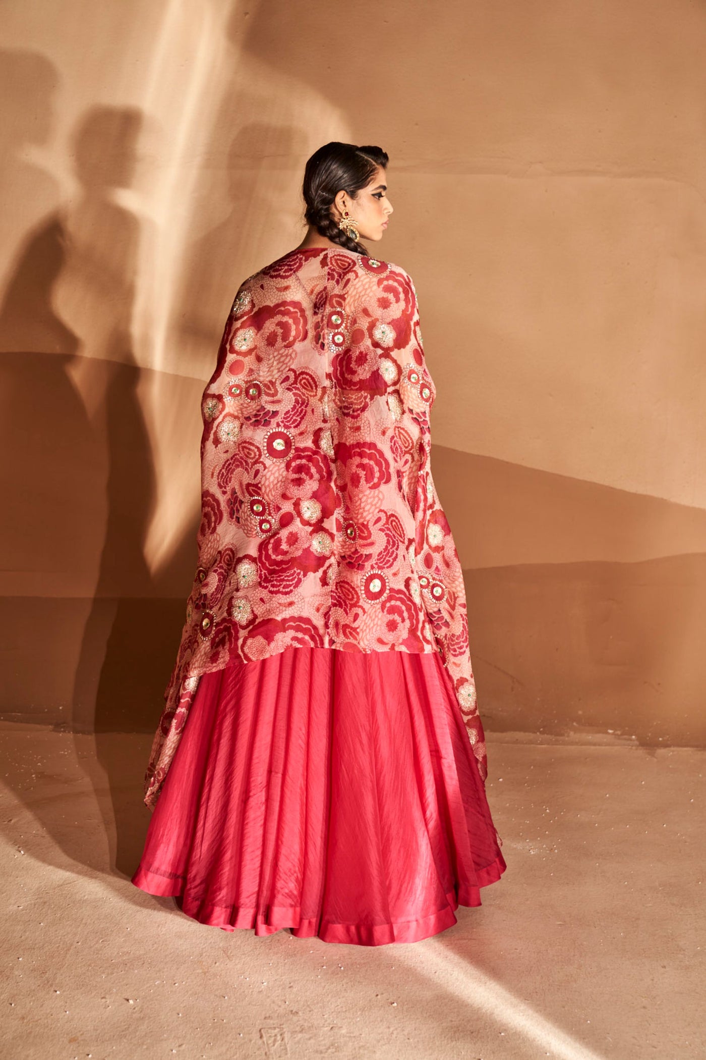 Rani Pink Skirt & Bahaar Cape Set