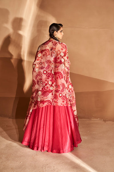 Rani Pink Skirt & Bahaar Cape Set