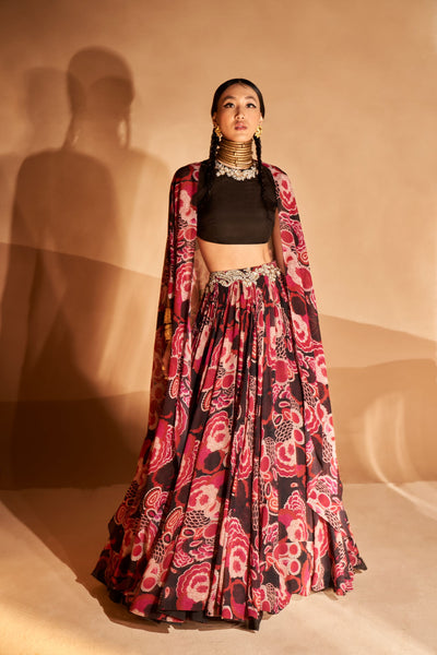 Black Gulbahar Cape & Skirt Set
