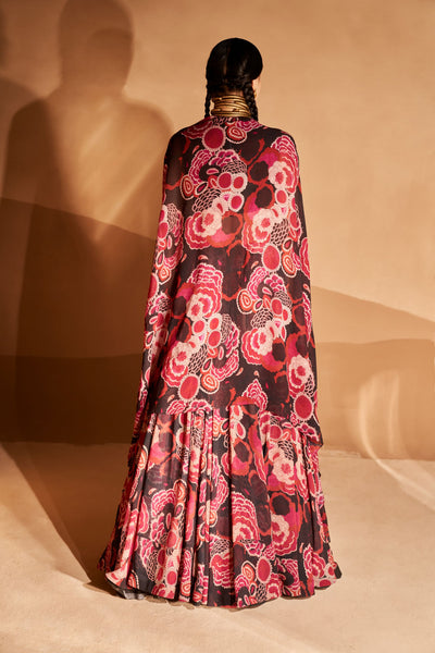 Black Gulbahar Cape & Skirt Set