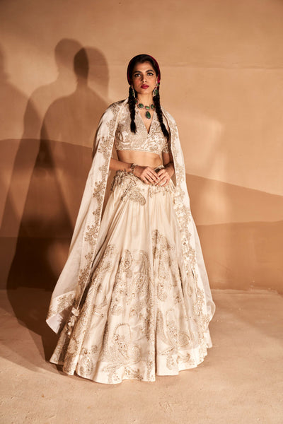 Ivory Ambi Jaal Lehenga Set