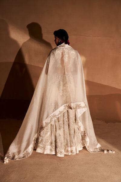 Ivory Ambi Jaal Lehenga Set
