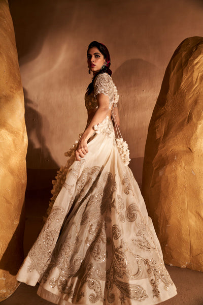 Ivory Ambi Jaal Lehenga Set