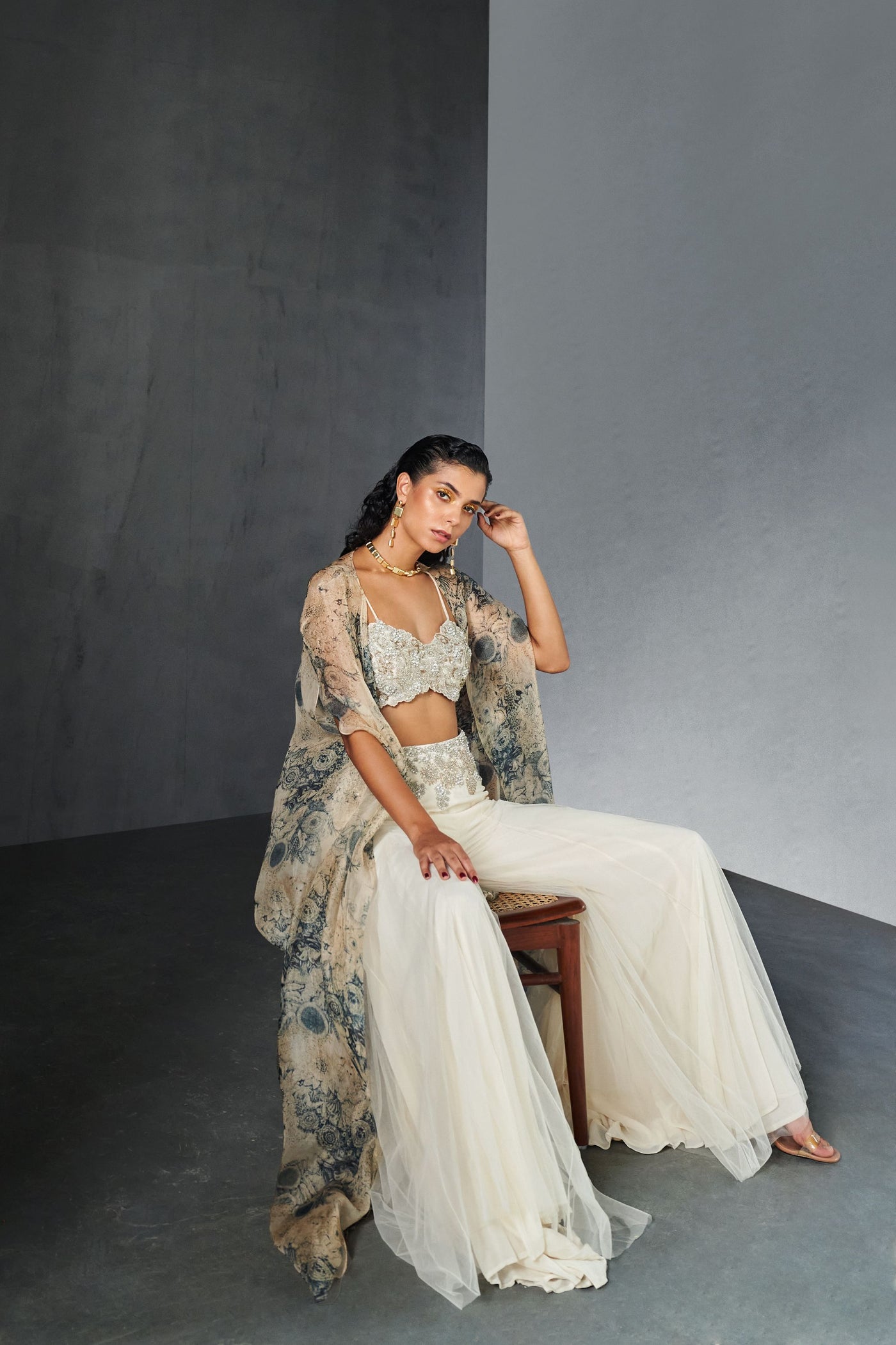Champagne Blue Cape Set