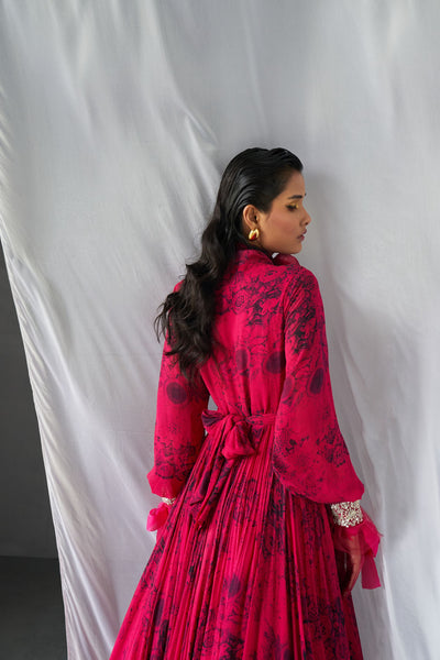 Fuchsia & Black Blossom Bow Gown