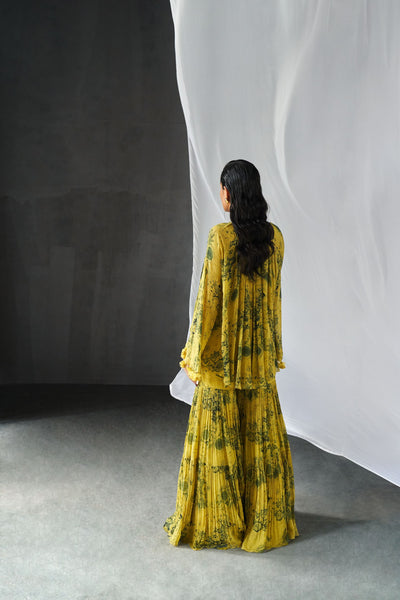 Mustard & Black Ponchu Garara Set