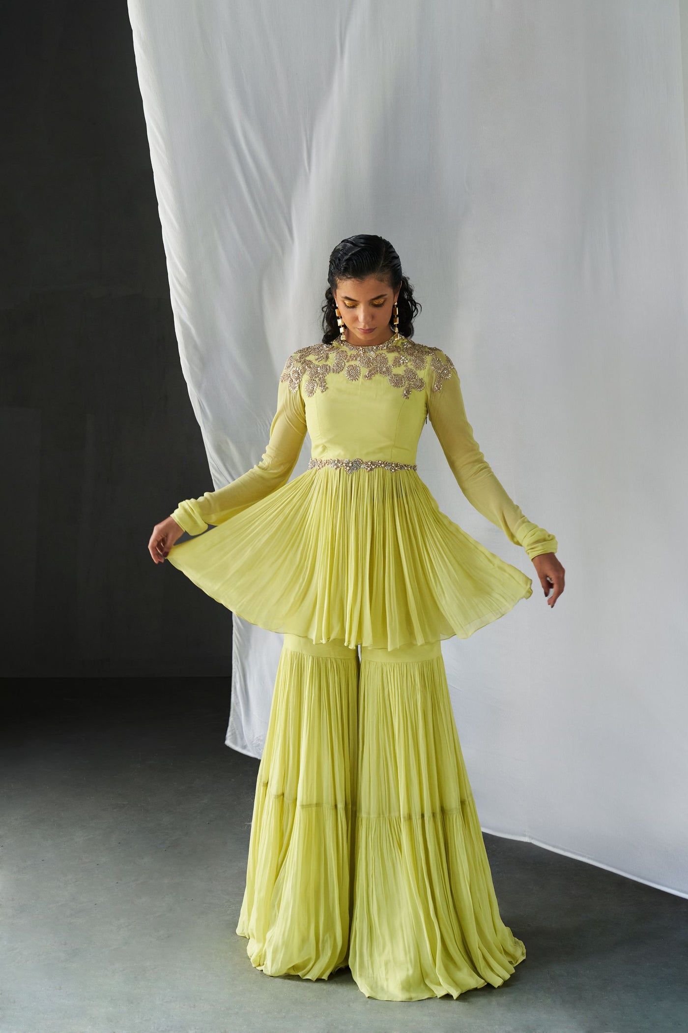 Mint Green Peplum & Sharara Set
