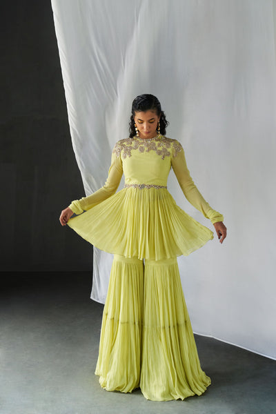 Mint Green Peplum & Sharara Set