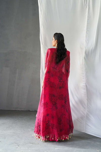Fuchsia Blossom Cape & Sharara Set
