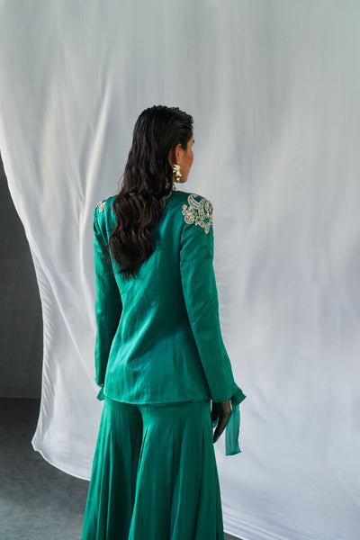 Teal Green Jacket & Garara Set