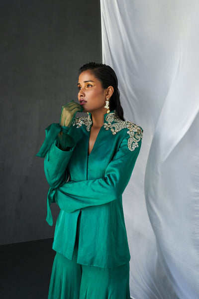 Teal Green Jacket & Garara Set