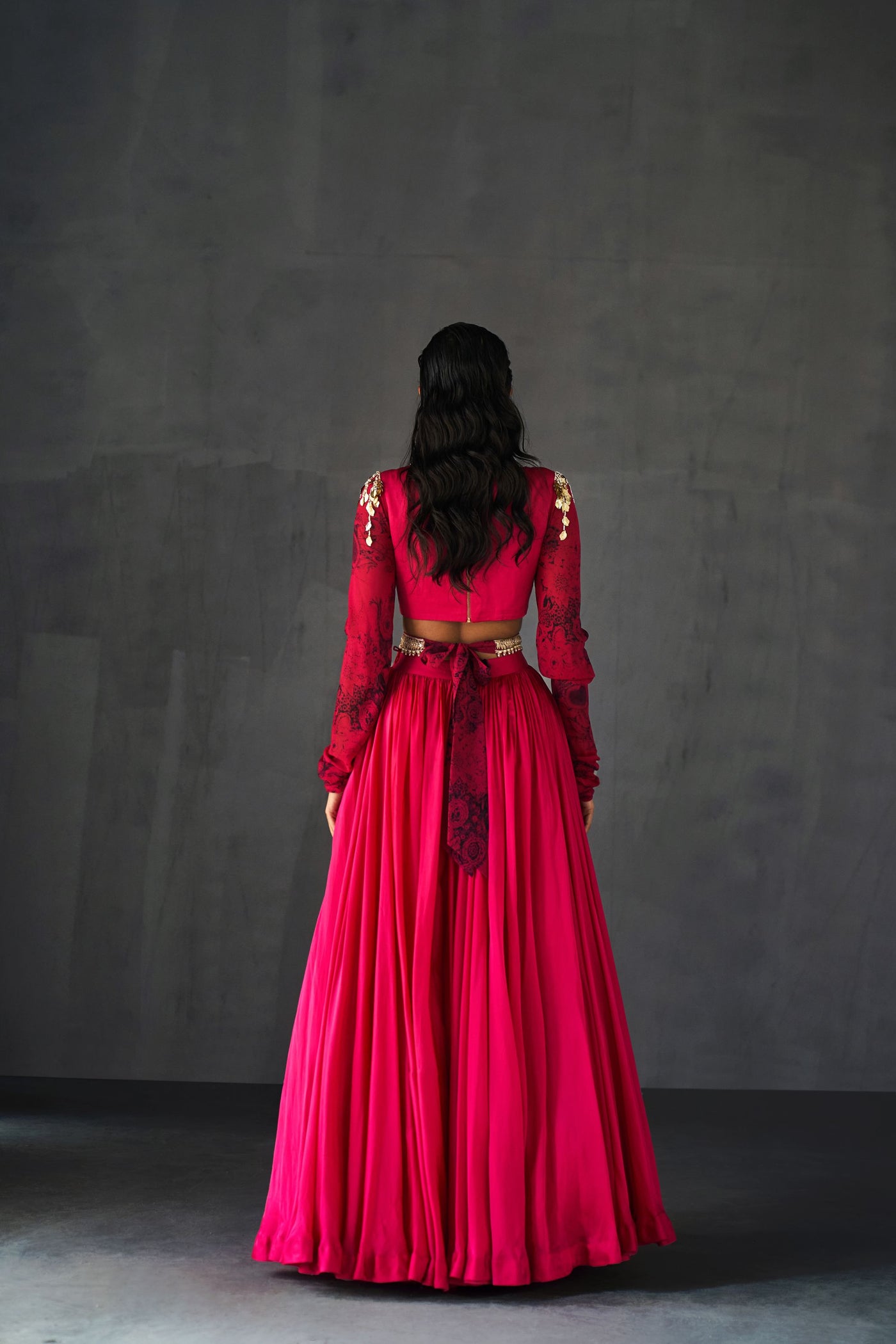 Fuchsia Lehenga & Embroidered Blouse Set