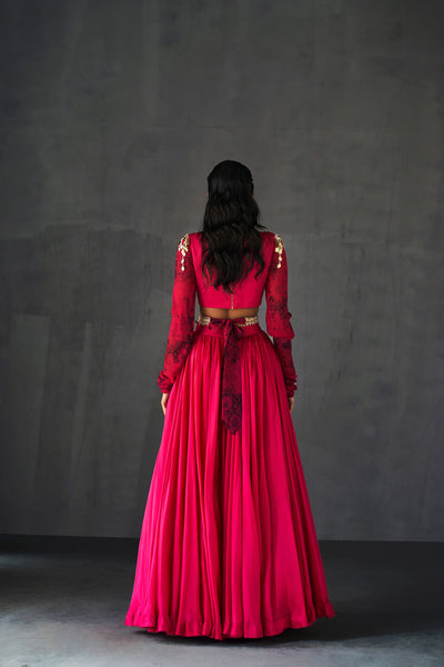 Fuchsia Lehenga & Embroidered Blouse Set