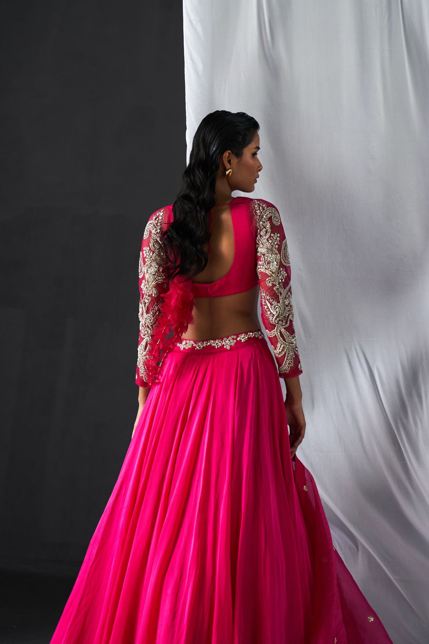 Fuchsia Ambi Jaal Embroidered Lehenga