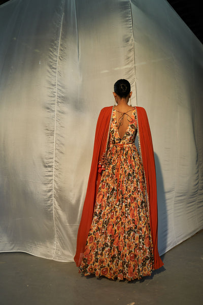 Haldi Floral Georgette Print Anarkali
