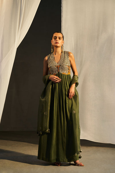 Silk Long Slit Kurta Palazzo Set