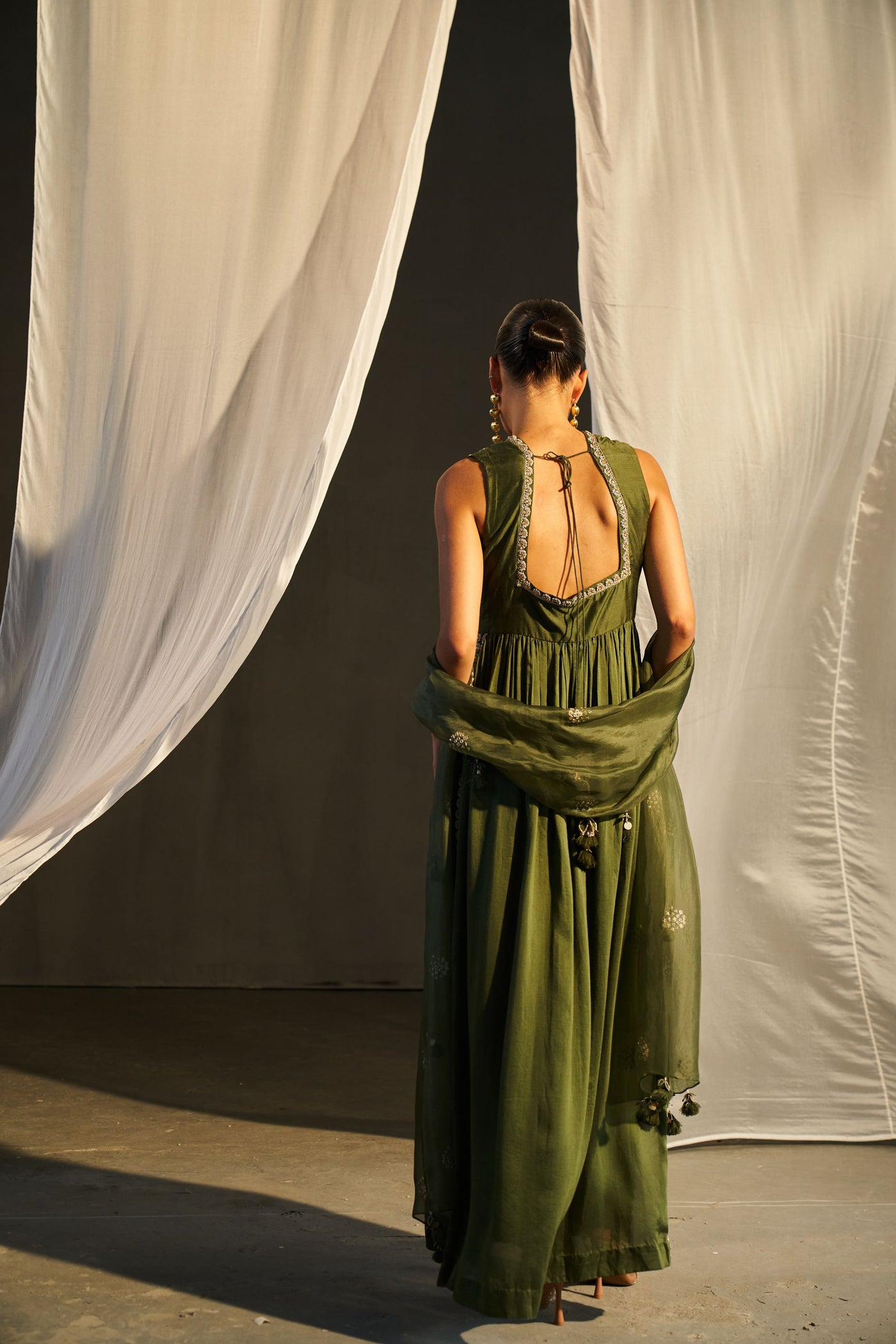 Silk Long Slit Kurta Palazzo Set