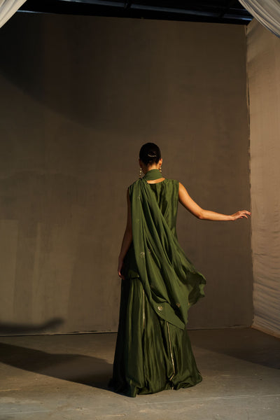 Green Embroidered Kurta & Gotta Sharara Set