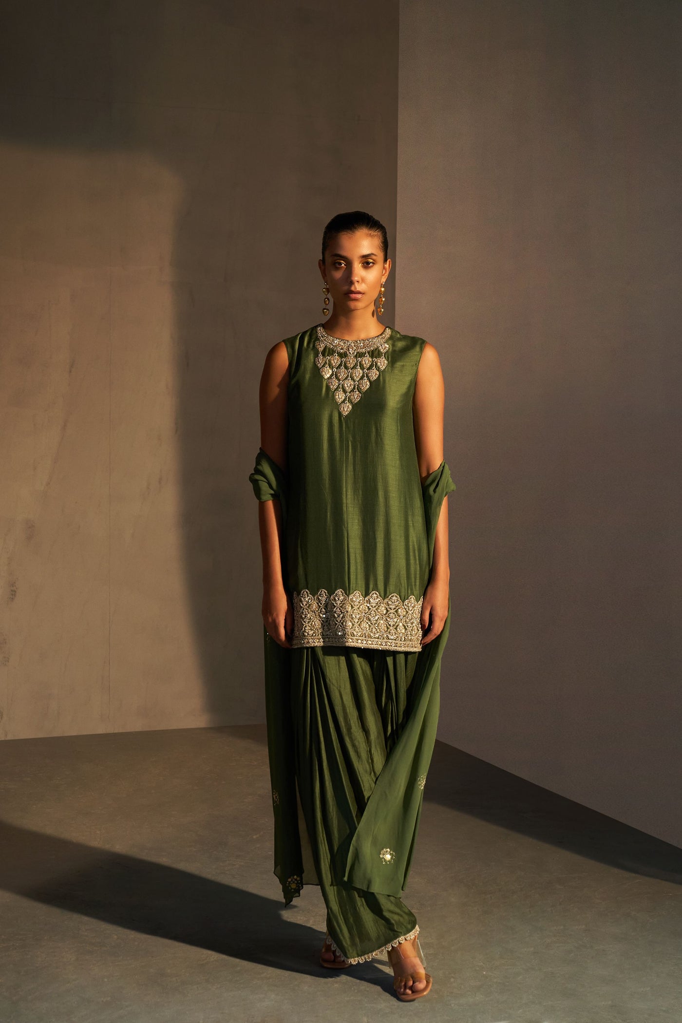 Green Kurta & Dhoti Salwar Set