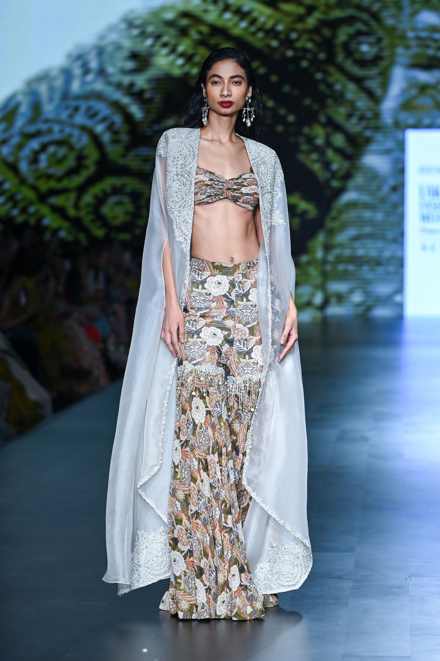 Abstract Floral Gharara & Cape Set