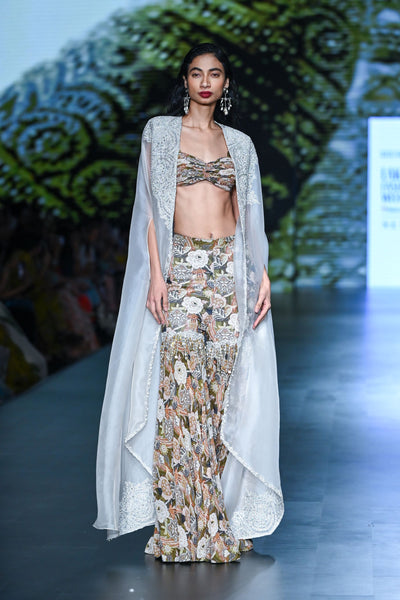 Abstract Floral Gharara & Cape Set