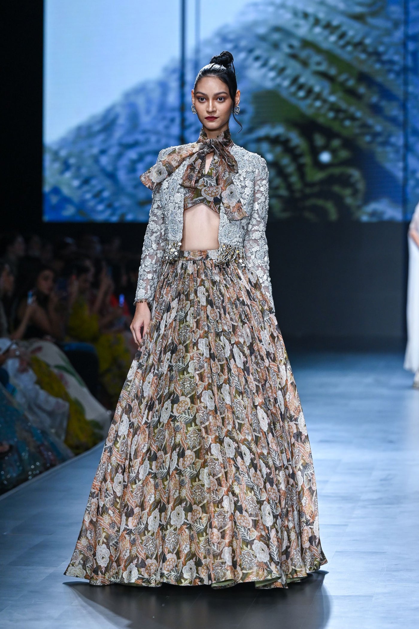 Abstract Floral Skirt & Jacket Set
