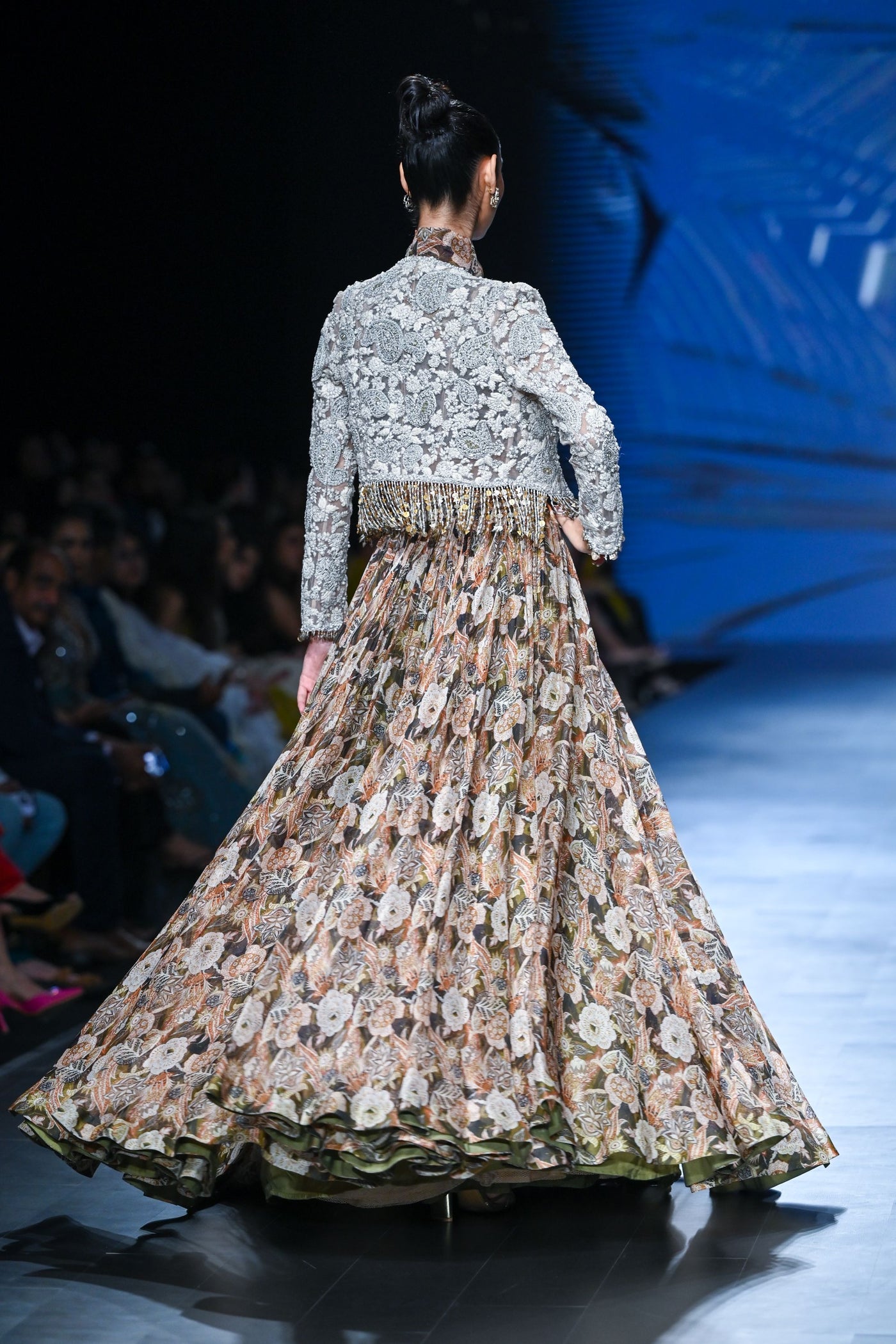 Abstract Floral Skirt & Jacket Set
