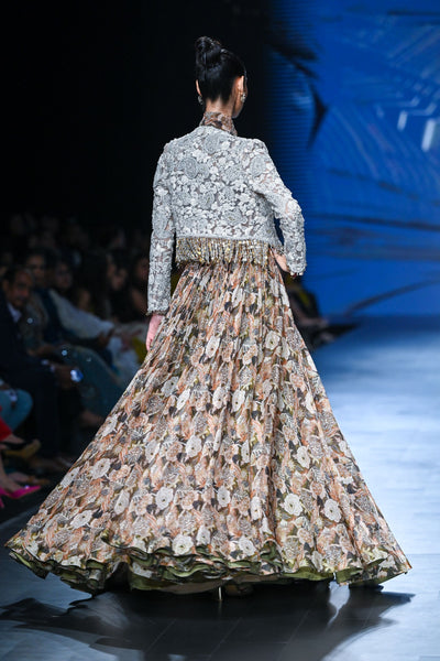 Abstract Floral Skirt & Jacket Set