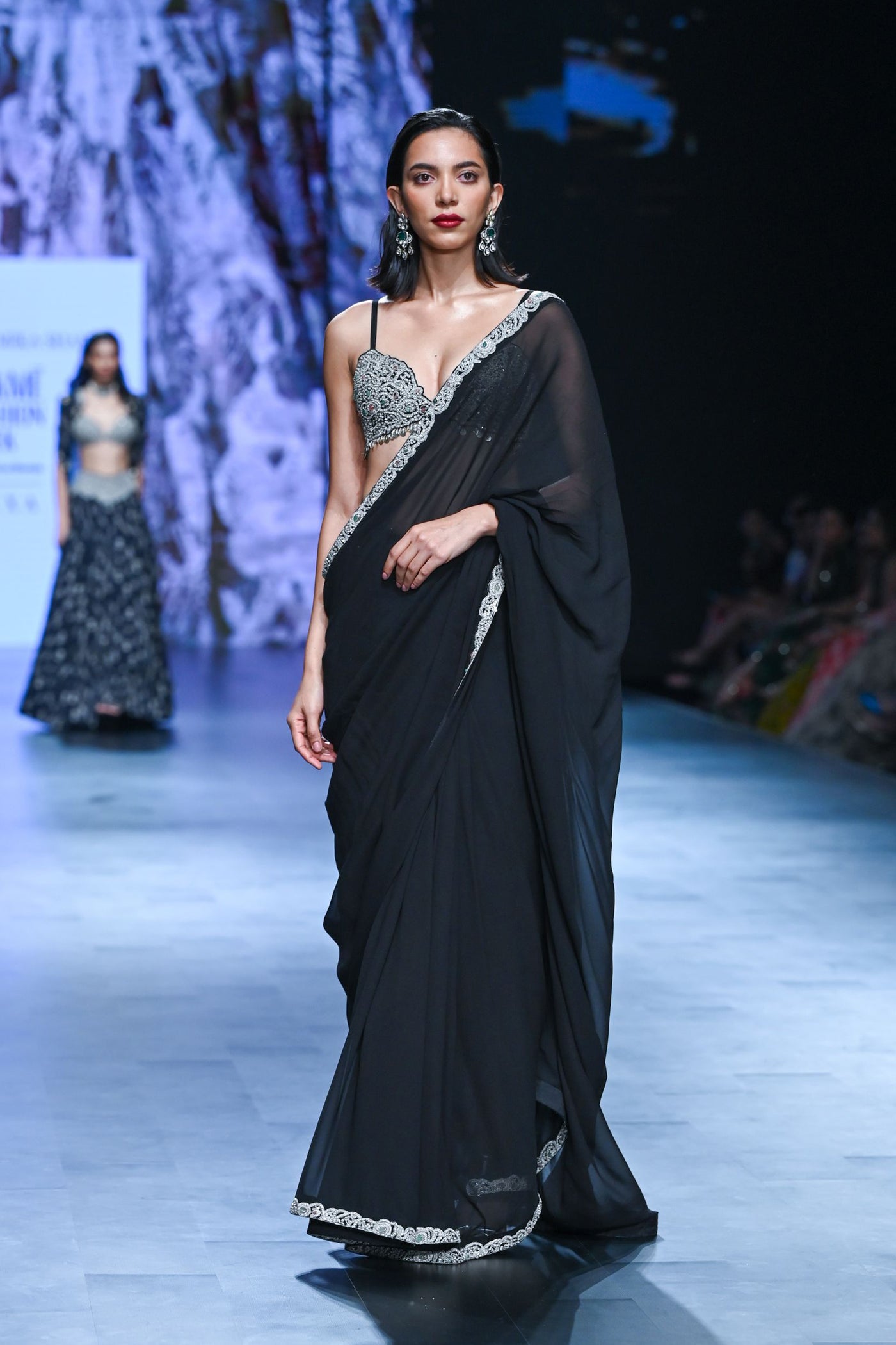 Black 6 Yard Embroidered Saree
