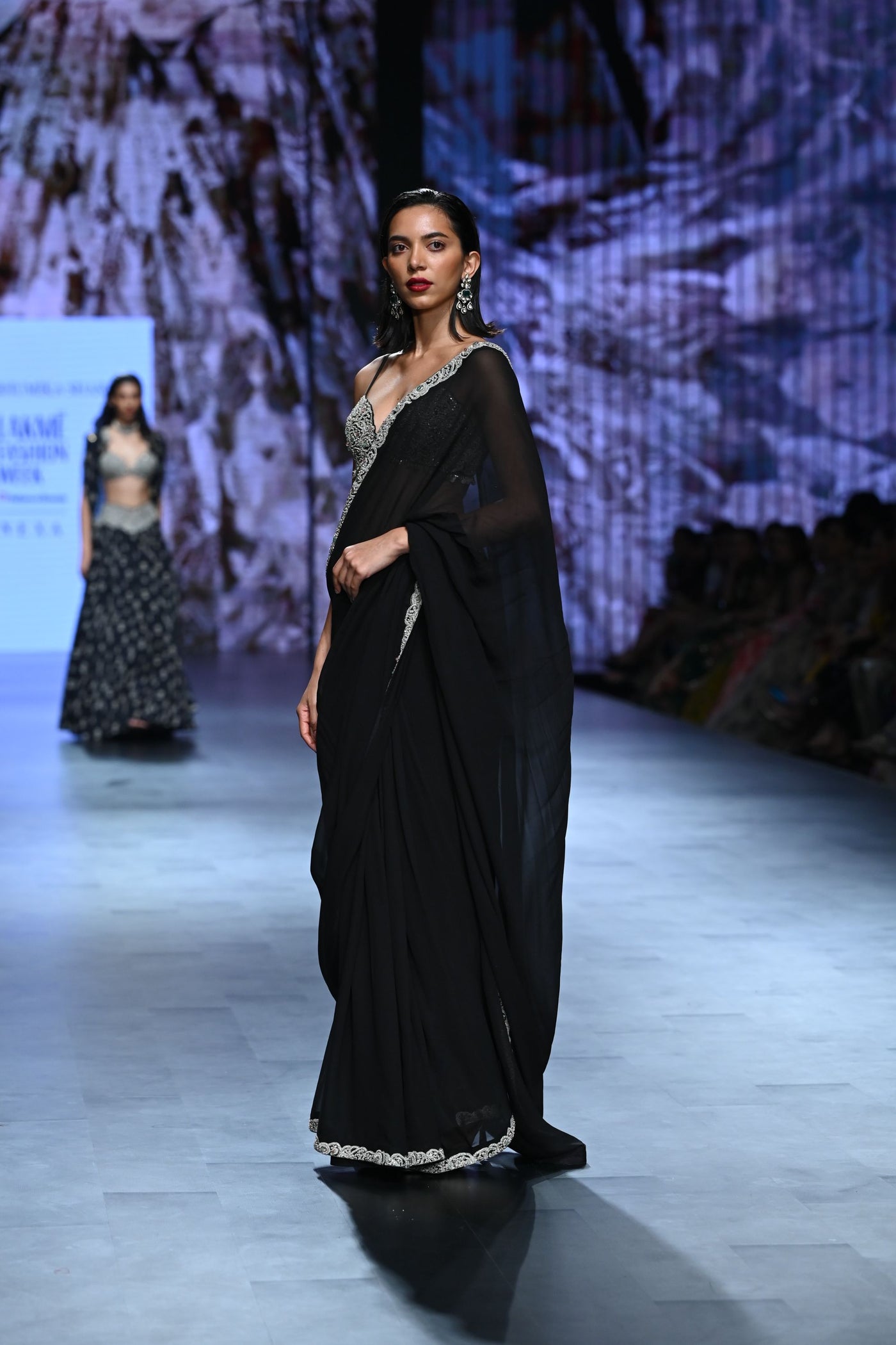 Black 6 Yard Embroidered Saree