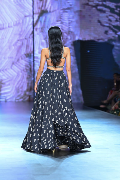 Black Floret Lehenga Set