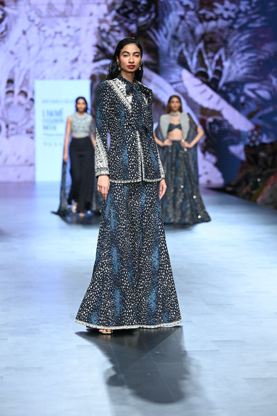 Rosette Embroidered Bow Jacket & Sharara Set