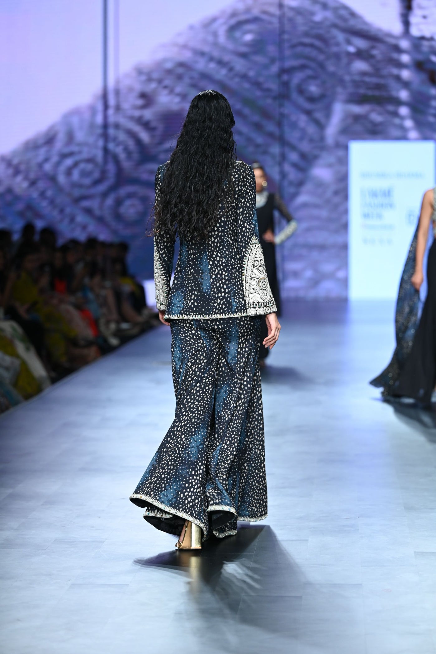 Rosette Embroidered Bow Jacket & Sharara Set