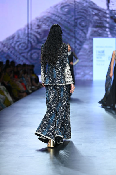 Rosette Embroidered Bow Jacket & Sharara Set
