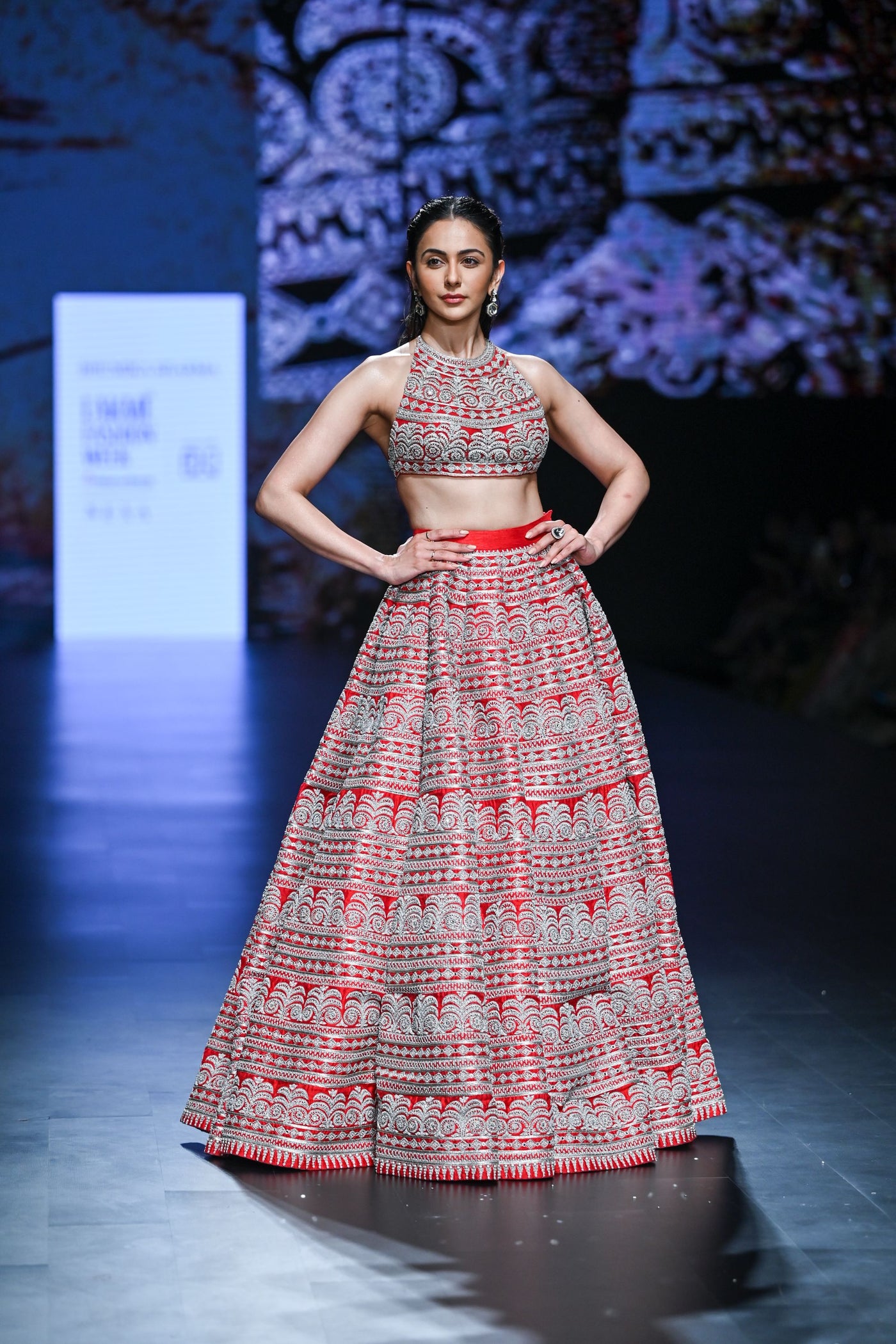 Red Geometric Heavy Lehenga Set