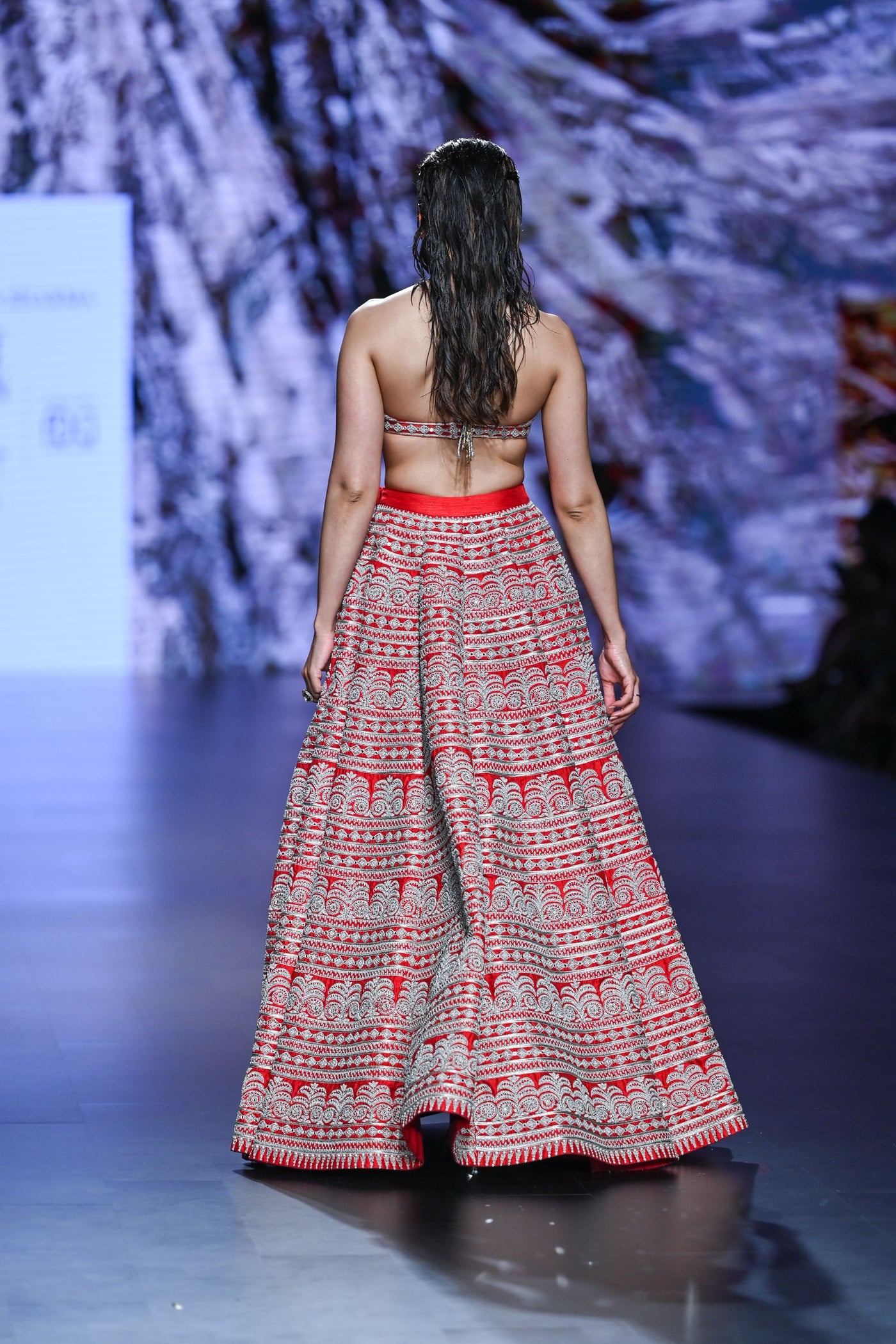 Red Geometric Heavy Lehenga Set