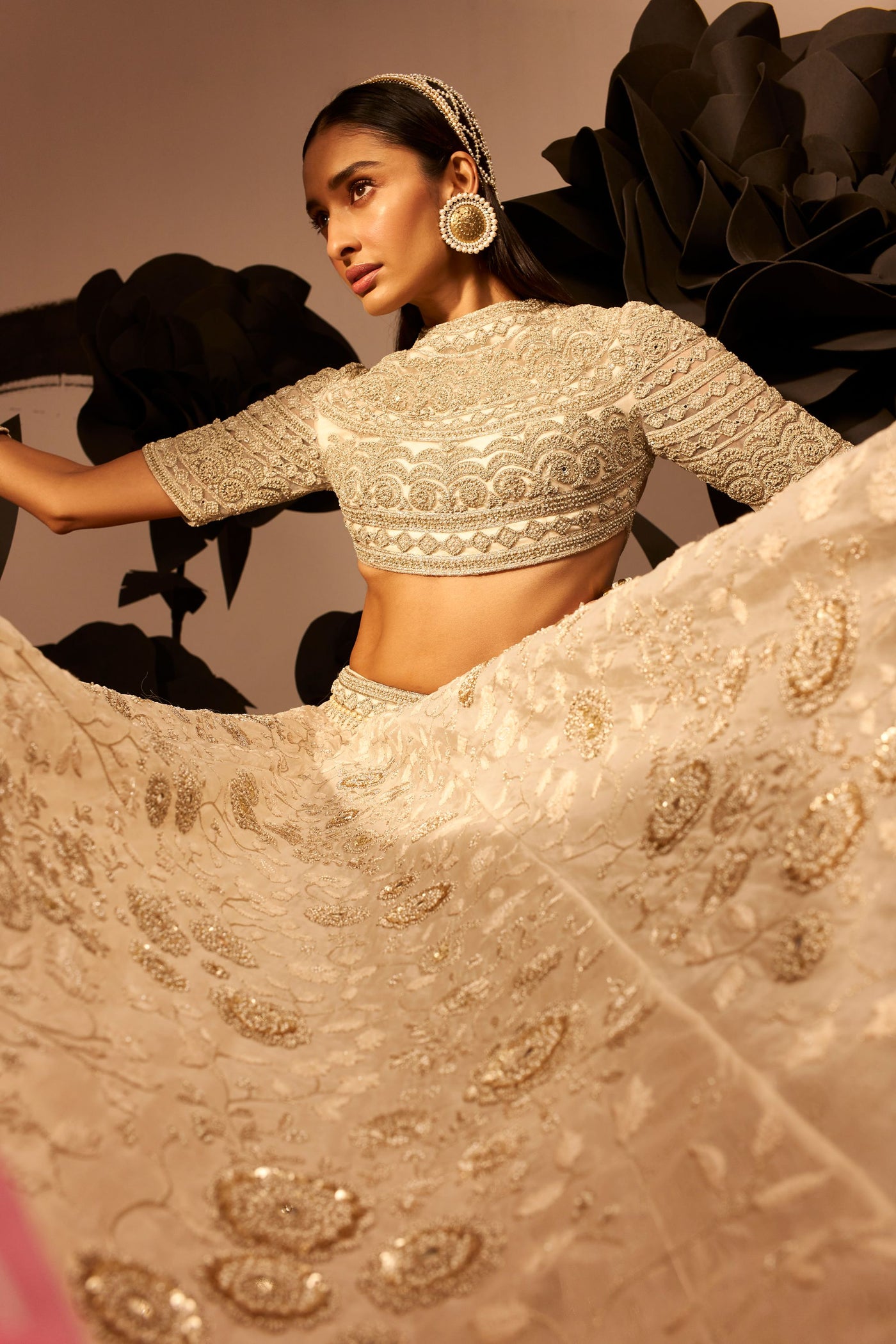 Ivory Embroidered Lehenga