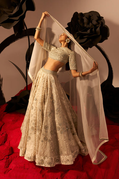 Ivory Embroidered Lehenga