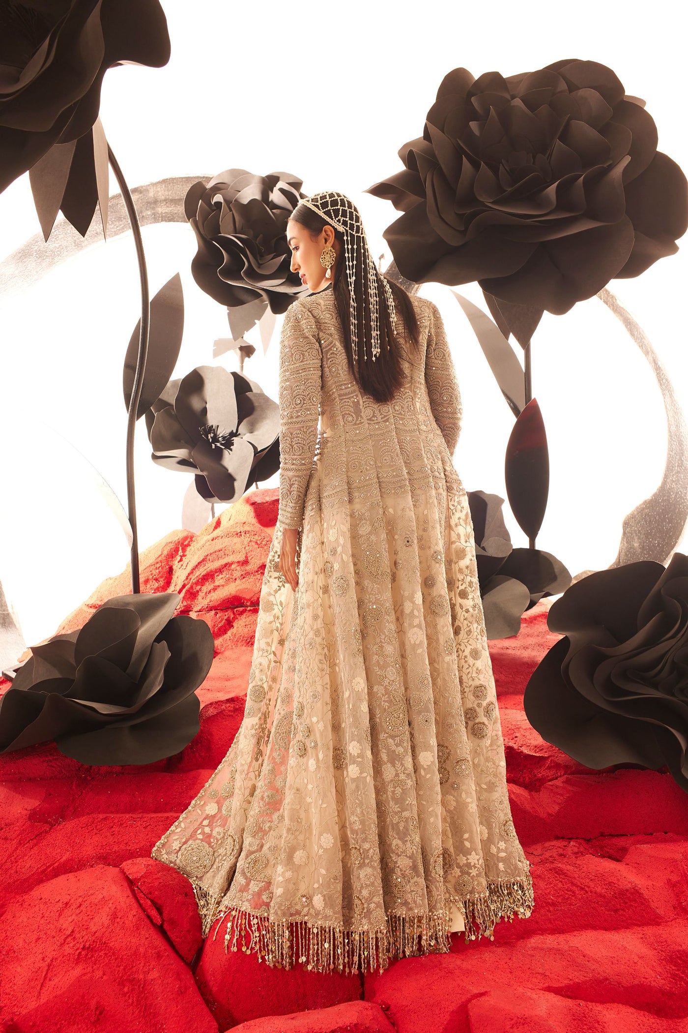 Ivory Embroidered Jacket & Skirt Set