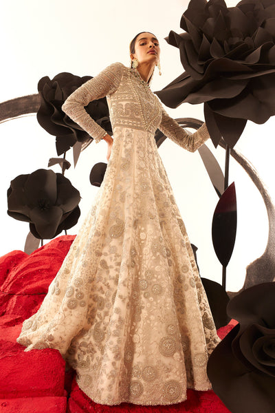 Ivory Embroidered Anarkali