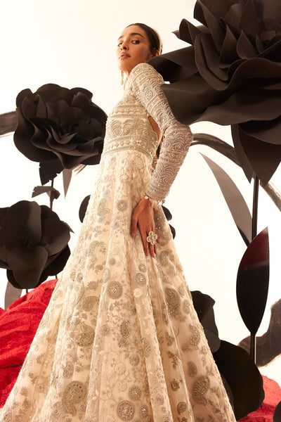 Ivory Embroidered Anarkali