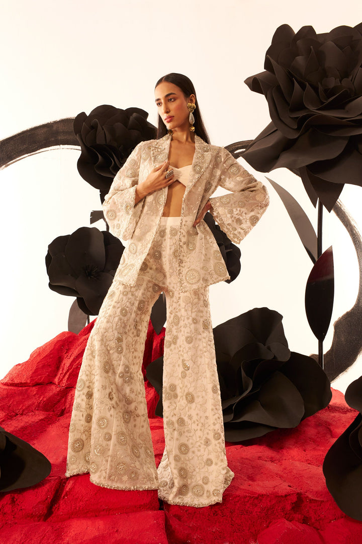Ivory Embroidered Jacket & Pants