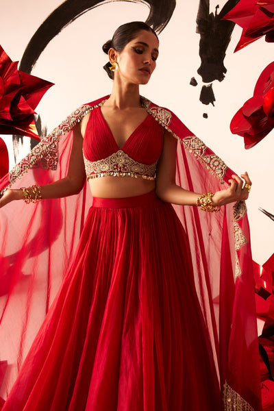 Red Bustier & Skirt Set