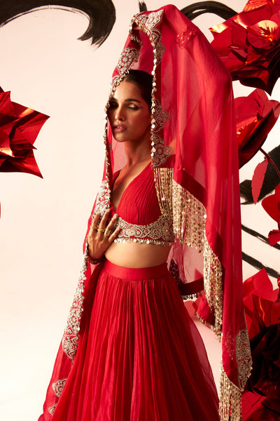 Red Bustier & Skirt Set