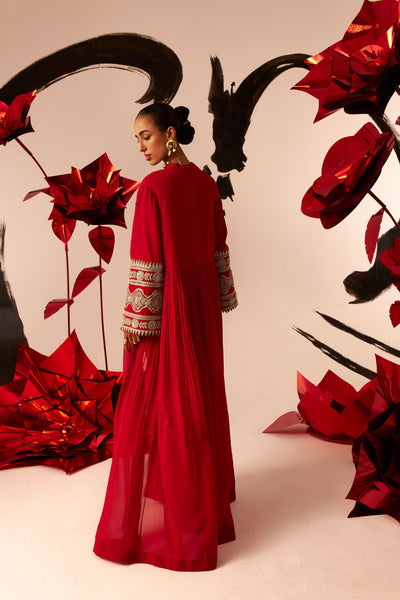 Retro Red Jacket & Saree