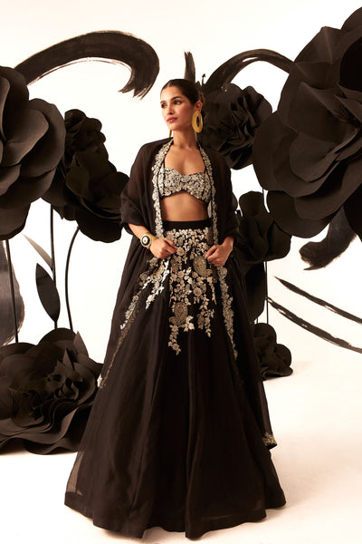 Black Paisley Jaal Heavy Lehenga