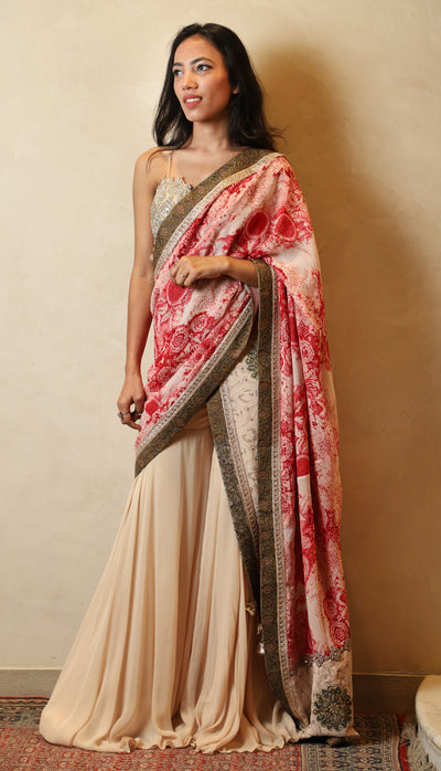 Blossom Print organza Odhni