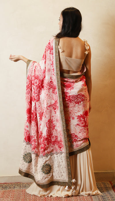 Blossom Print organza Odhni