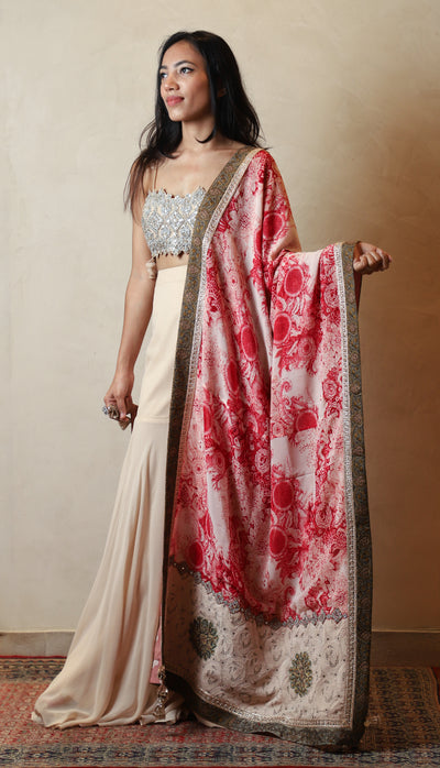 Blossom Print organza Odhni