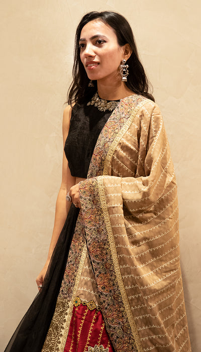 Nukta Print Embroidered Odhni